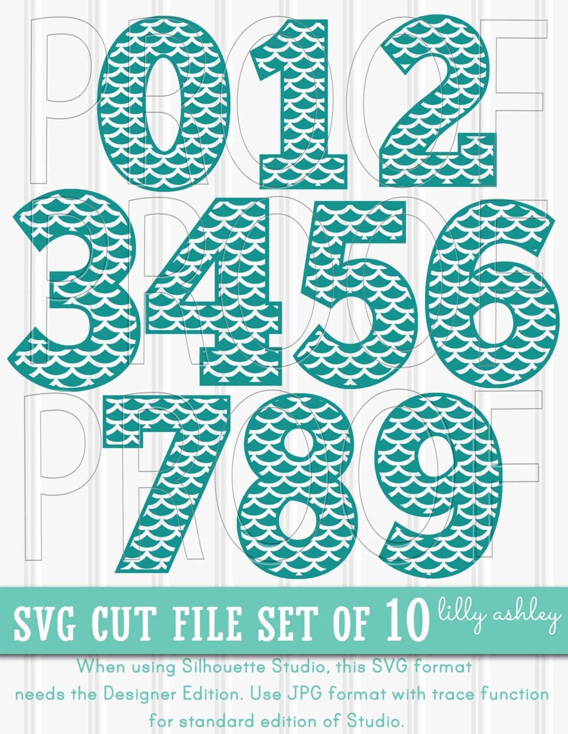 Mermaid SVG Mermaid Number Set of 10Includes 0 through 9