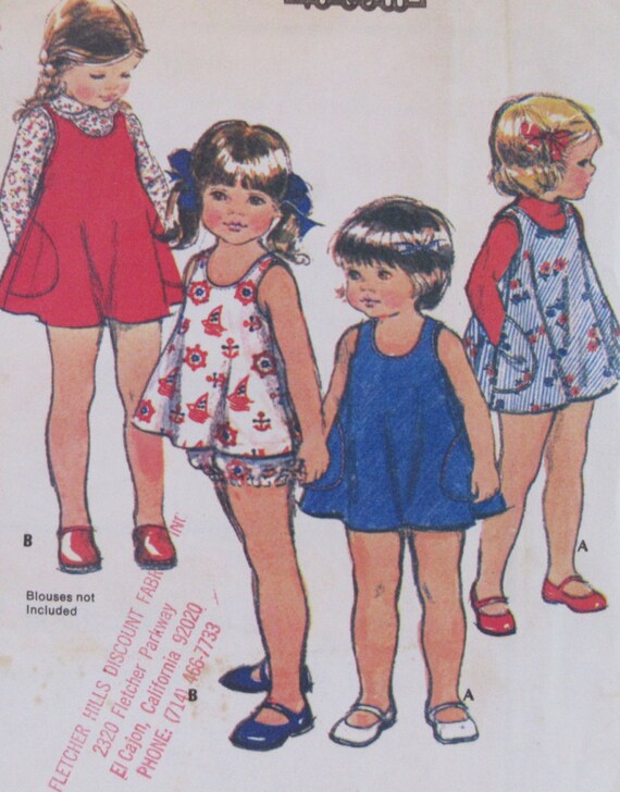 toddler for jumper dress pattern Dress 1976 Vintage or size McCall Jumper, #4956 Toddlers 1 Pattern Top