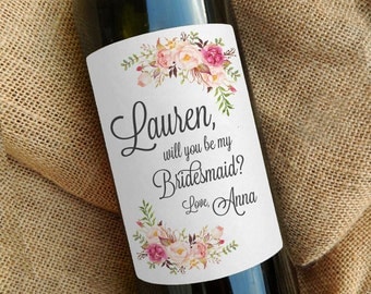 Will You Be My Bridesmaid Wine Labels \\ Bridesmaid Gift