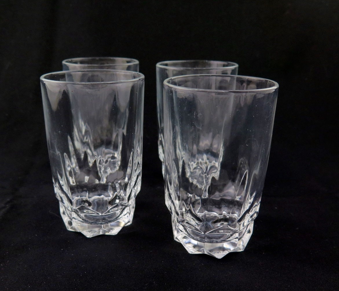 Vintage Arcoroc France Set Of 4 Clear Glass Lancer Juice