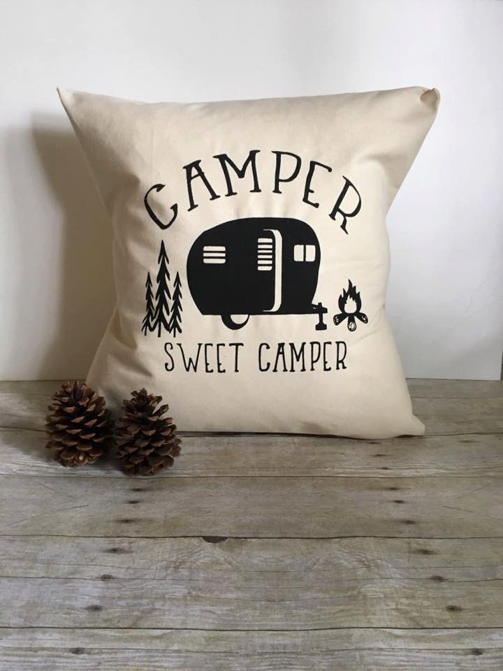 Pillow Cover 16x16 Camper Sweet Camper Pillow Camper Pillow