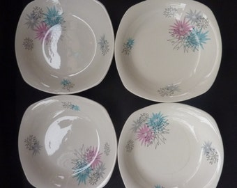 Assiette creuse ronde Tonquin de Myott Staffordshire, couleur bleue et blanche, fabriquée en