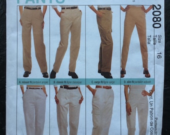 Vintage 1990s Pants Pattern- Perfect Fit // McCall's 2080, size 16 > relaxed, classic, cargo and slim fit > unused