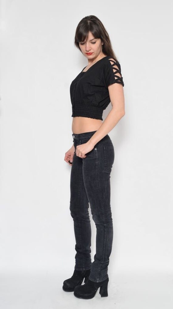 black cage crop top