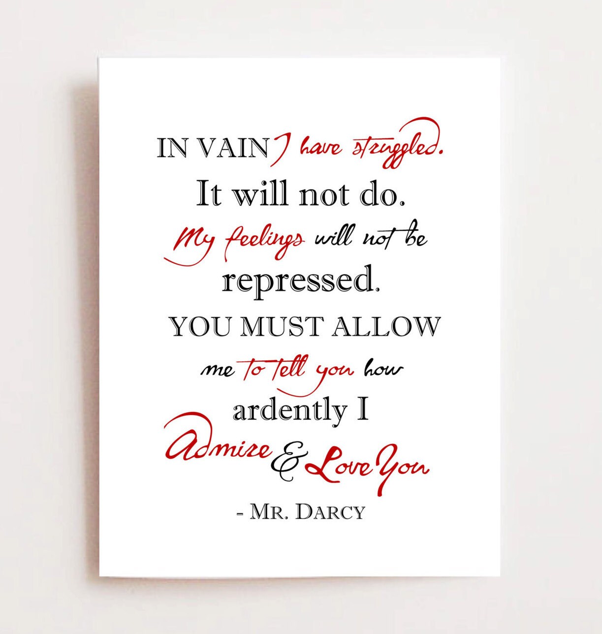 Pride and Prejudice Quote Mr. Darcy by PunkalunkPrintables
