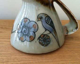 Ken Edwards Tonala Bird and Flowers Pitcher