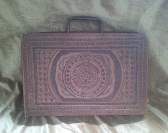 Vintage Mexican Tooled Leather Briefcase Ships Free!