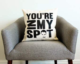 The Big Bang Theory Sheldon Cooper "You're In My Spot" Pillow - TV Show, Gift for Him, Grad Gift, Dad Gift, Pillow Cover, Home Decor
