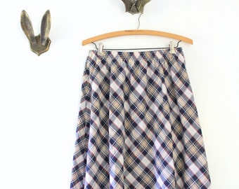 Vintage Skirt, Vintage Plaid Skirt, Plaid Skirt, Blue Plaid Skirt, Navy Plaid Skirt, Midi Skirt, Plaid Midi Skirt, Blue Plaid Midi Skirt