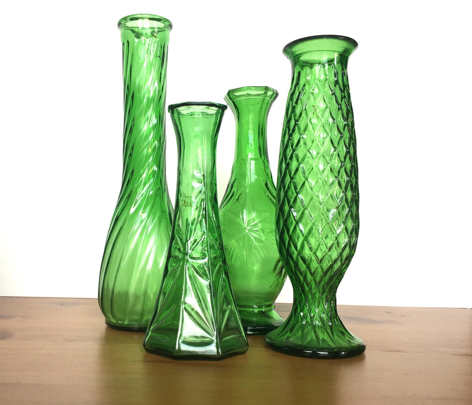 Green Glass Vintage Vase