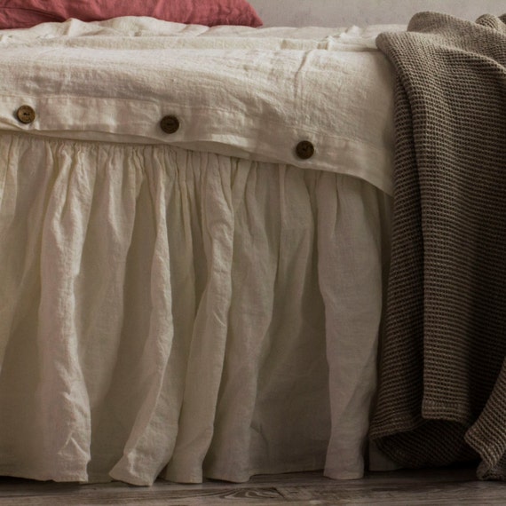Linen BED SKIRT Dust Ruffle Full size Antique by