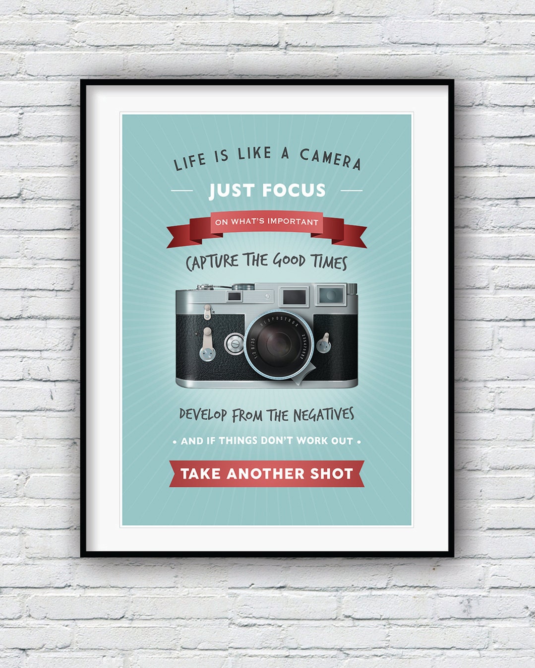 Life is like a camera Quote print Motivational print Camera