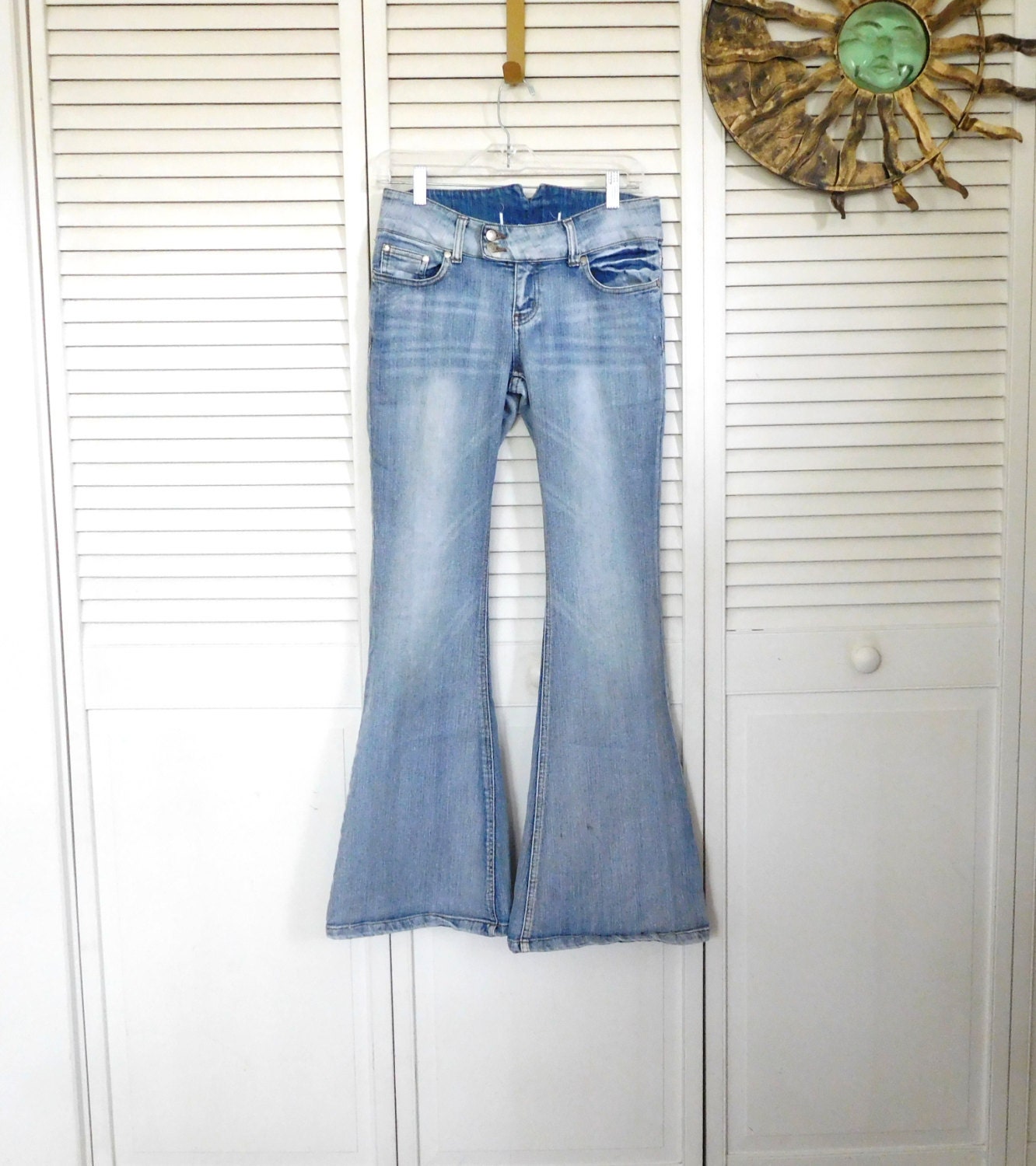 Hippie Bell Bottoms Denim Jeans Vintage Clothing Medium Wash