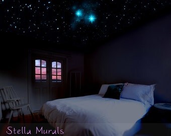 Second Star to the Right and Straight on till Morning | Glow in the Dark Star Ceiling | Peel and Stick Decal + 200 - 1000 Star Stickers