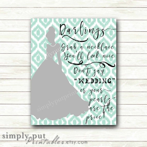 Pearl Necklace Shower Game Sign Printable Bridal Shower Game