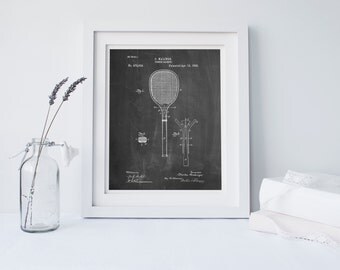 Tennis Racket 1892 Patent Poster, Tennis Art, Tennis Gifts, Sport Wall Art, Tennis Racket, PP0183 Z1016