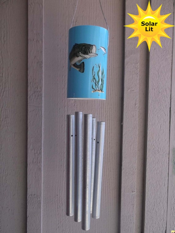 Bass Yard Art PVC Wind Chime with Solar by BirdBrainInventions