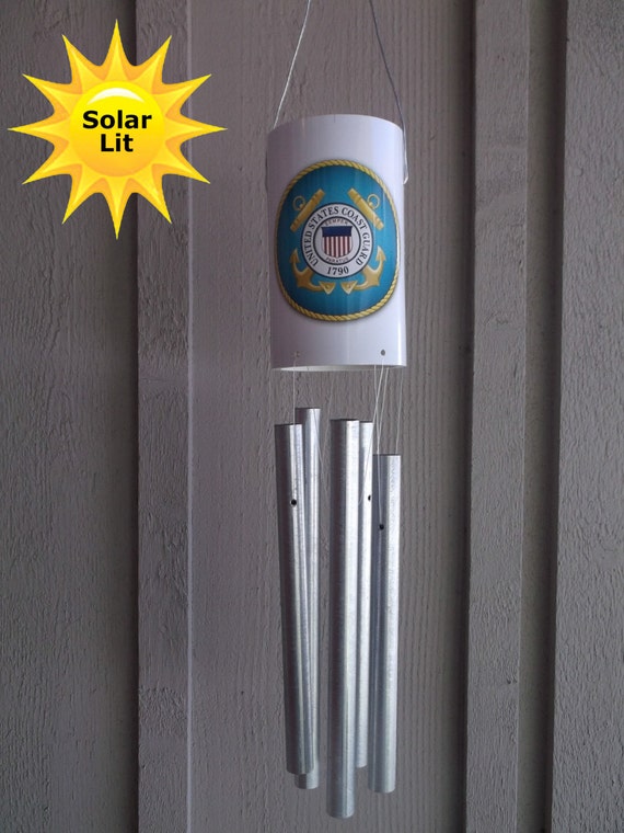 US Coast Guard Memorabilia PVC Wind Chime with Solar Light