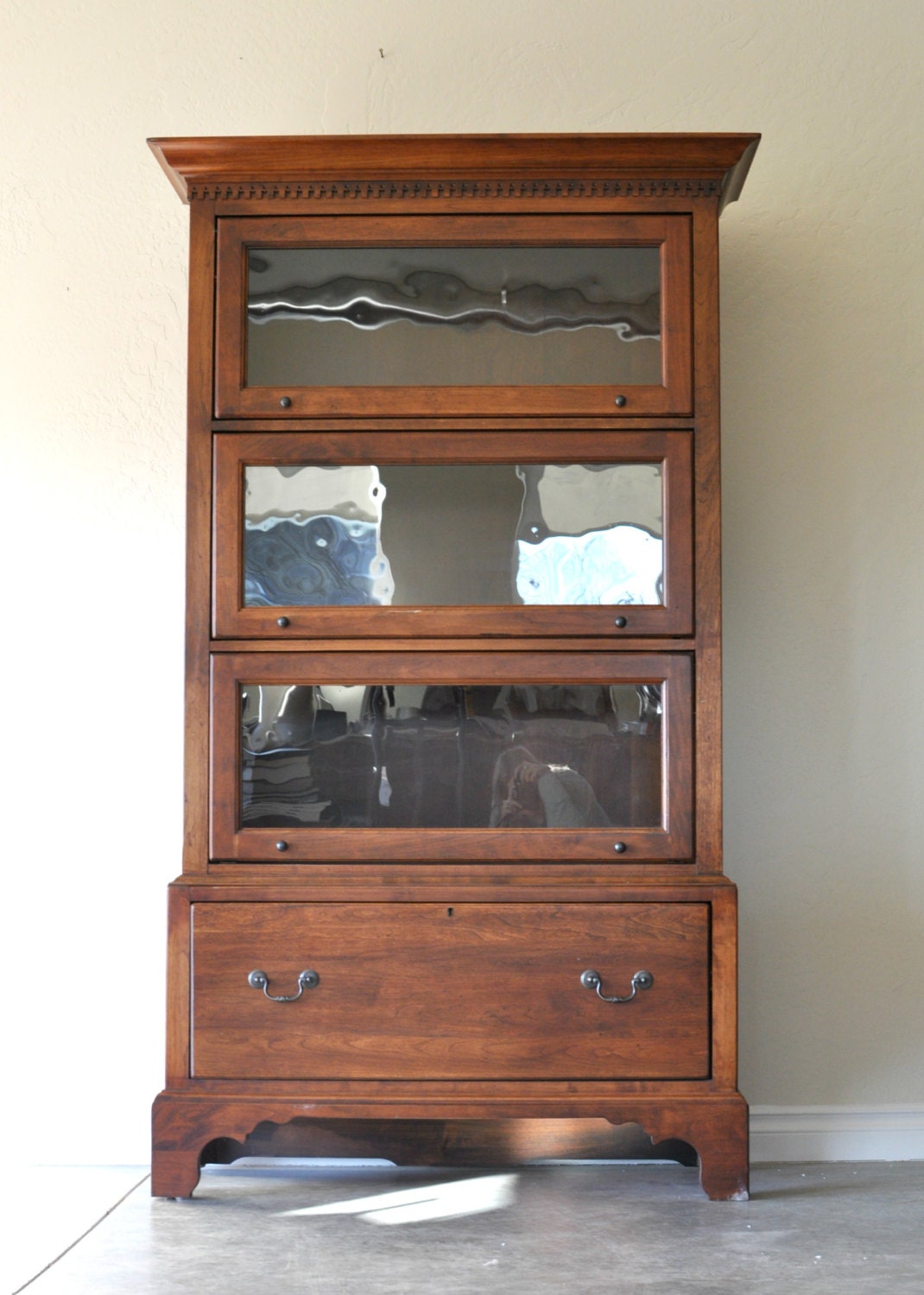 Vintage Barrister Cherry Bookcase by Lexington Dentil Moulding