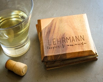 Custom Coaster Set, Monogrammed Wood Coaster Set, Personalized Coaster, Custom Coaster: Wedding Shower, Housewarming Gift