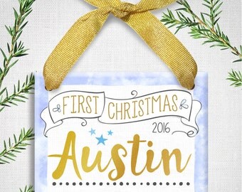 Personalized Baby's First Christmas Ornament, Baby Ornament, Trim the Tree, Personalized Christmas Ornament, Birth Date, Baby Shower Gift