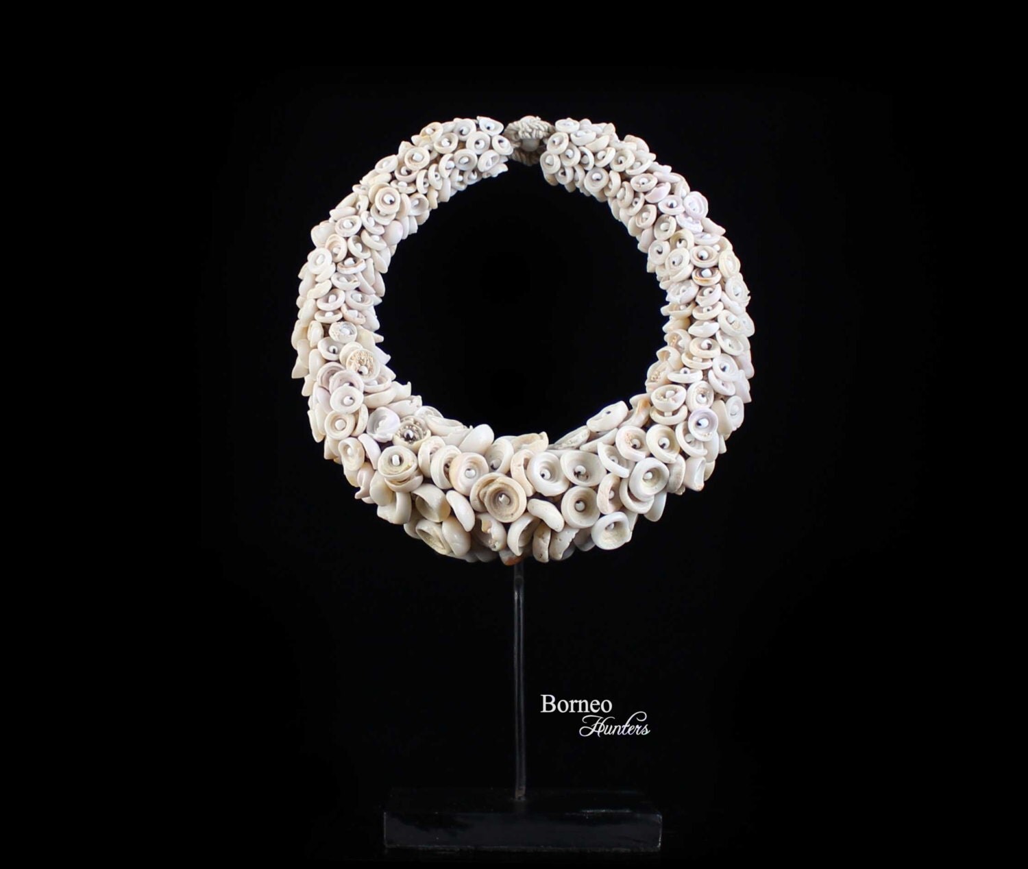 White Seashell Necklace Graduated Circular Domed by BorneoHunters