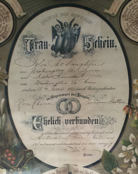 German Marriage certificate/contract from 1891 very ornate and