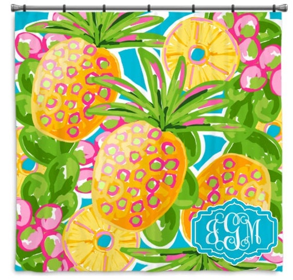 Lilly Pulitzer Inspired Monogram Shower Curtain Gift for Her