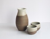 Wine Carafe - Handmade Stoneware Pitcher - Ceramic Pitcher and Cups - Wine Bottle - Wine Glasses