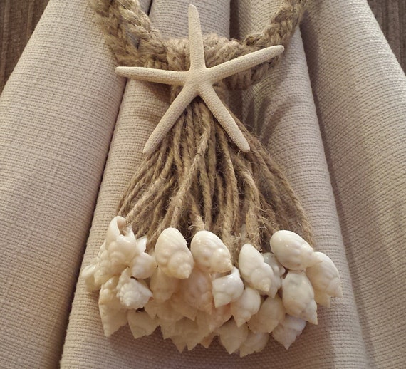 Coastal Decor Curtain Tie Back Beach Decor Curtain Shell