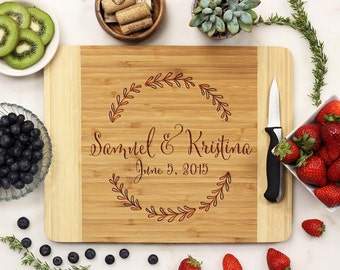 Personalized Cutting Board, Custom Cutting Board, Engraved Cutting Board, Leaf Housewarming Anniversary Bamboo Wood --21050-CUTB-001
