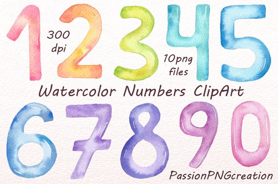 watercolor numbers clipart numbers clip art digital numbers