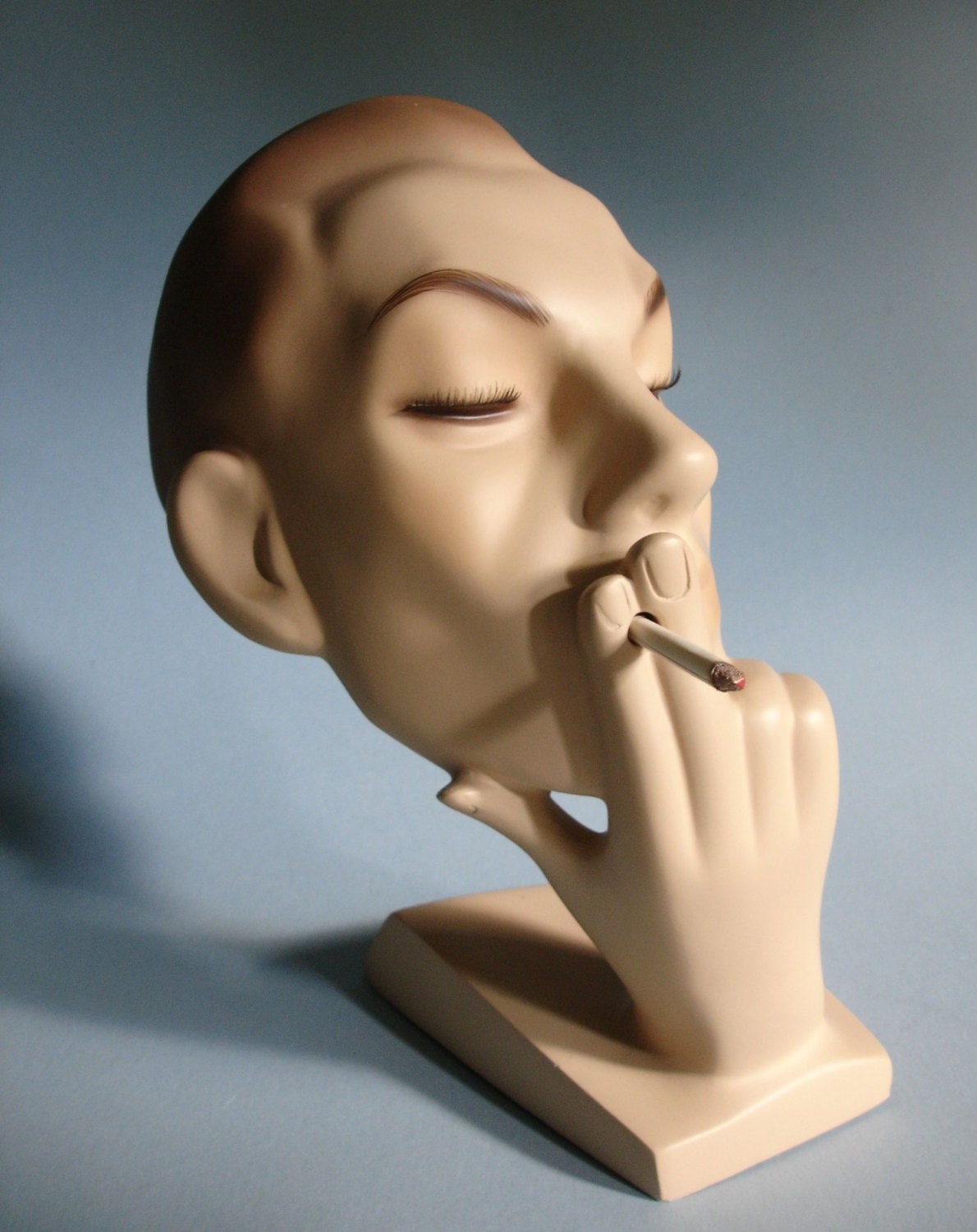 Vintage Male Mannequin Head Smoking