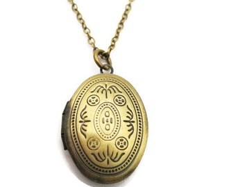 Medium Locket Necklace Floral Locket Necklace Photo Locket Necklace Oval Locket Necklace Photo Locket Jewelry Locket Gifts For Her