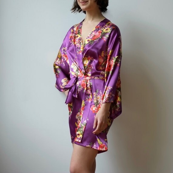satin robe purple