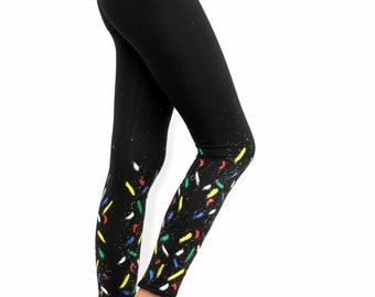 Handmade cotton leggings - Workout leggings - Womens leggings - Yoga pants - Gift for her - Hand painted leggings - Multicolor tights