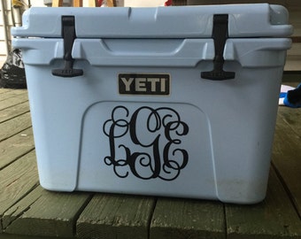 Monogram Vinyl Decal, Cooler Monogram, Personalized Decal, Monogram Sticker for Cooler, Cooler Decal, Personalized Cooler Monogrammed Cooler