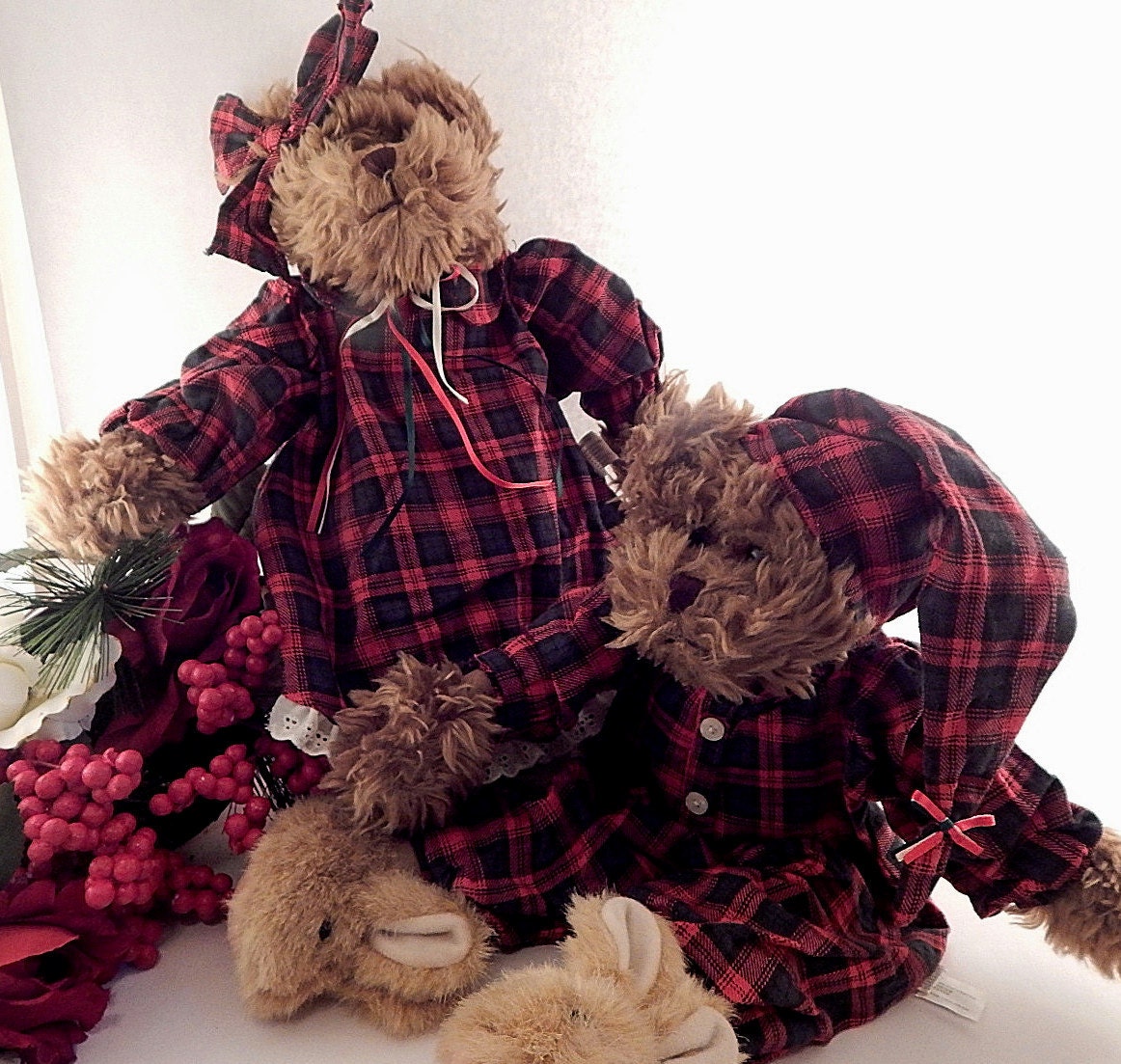 buffalo plaid stuffed bear