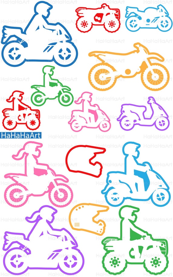 Download Motorcycles and ATV Monogram Outline Color Cutting Files Svg