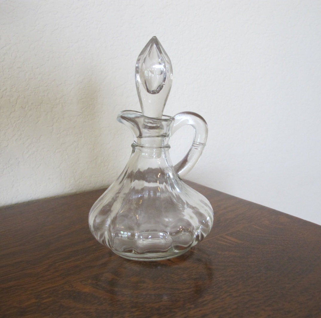 Vintage Cruet oil and vinegar glass by GrapesofRathersStore