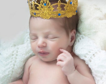 GOLD Lace Crown,Prince Crown,Mini Crown,Cake topper,Baby boy Crown,Photography Prop,Cake Topper!!!