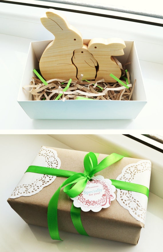 Easter gift Wood rabbit Wooden Puzzle bunny by LadyEvaDESIGN