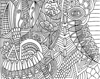 Printable Sea turtle zentangle digital colouring page