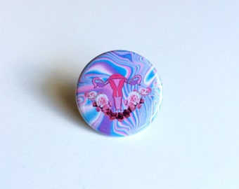 Uterus Pin, Female Anatomy Pin, Feminism pin, Feminist pin, Girl Power Pin, Uterus pinback button, Uterus Button, Feminist Pinback Button