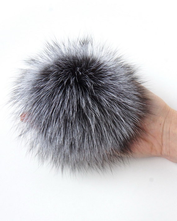 create pom pom hat own your Hat Pom Large Pom Fox Pom Fur Real Pompom Fox Fur Pompom Poms Silver