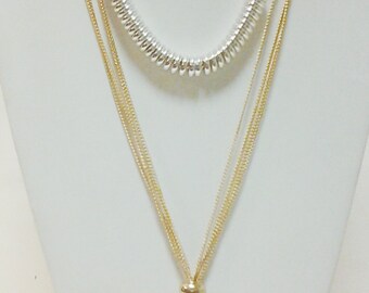 Items similar to SILVER AND GOLD Elegant Eternal Circles on Gold Chain ...