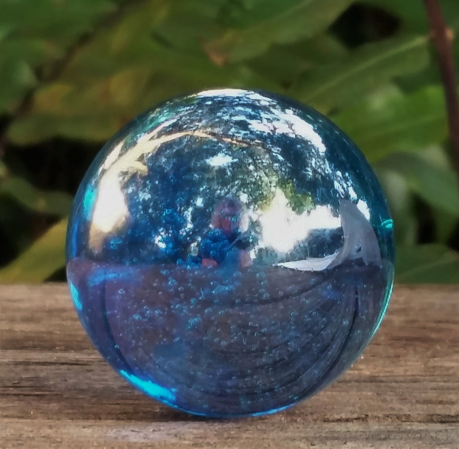 Lamp Finial, Turquoise, Light Blue, Iridescent Marble, Large, Nickel