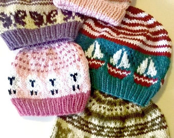 Fair Isle Baby Hat PDF Pattern, Knit Baby Hat Pattern PDF
