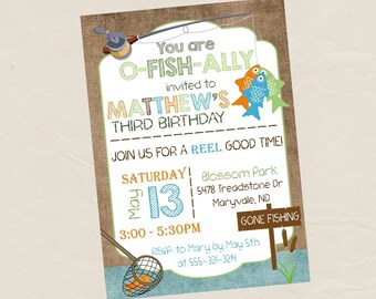 FISHING Birthday Party Invitation Invite -Digital or Printed