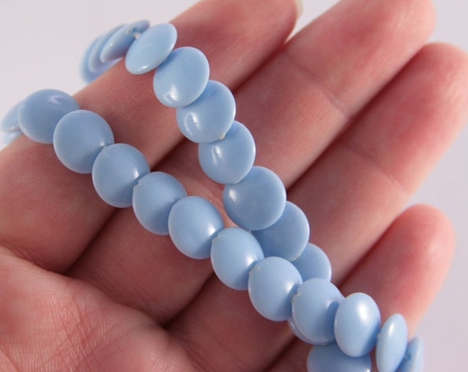 Vintage Jewelry Blue Necklace Baby Light Blue Button Pills Like Choker